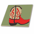 3dRose TNMGraphics Old West - Red Cowboy Boot - Tiles (ct_38369)