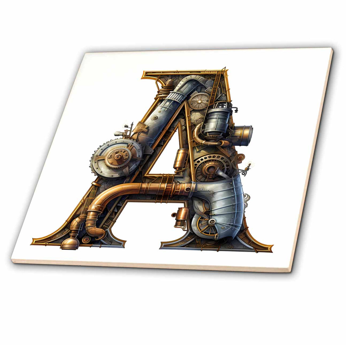 3dRose Steampunk Image Of Metal Monogram Initial A - Tiles (ct-383789)