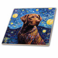 3dRose Chocolate Labrador Portrait in Post-Impressionism Style - Tiles (ct-383832)