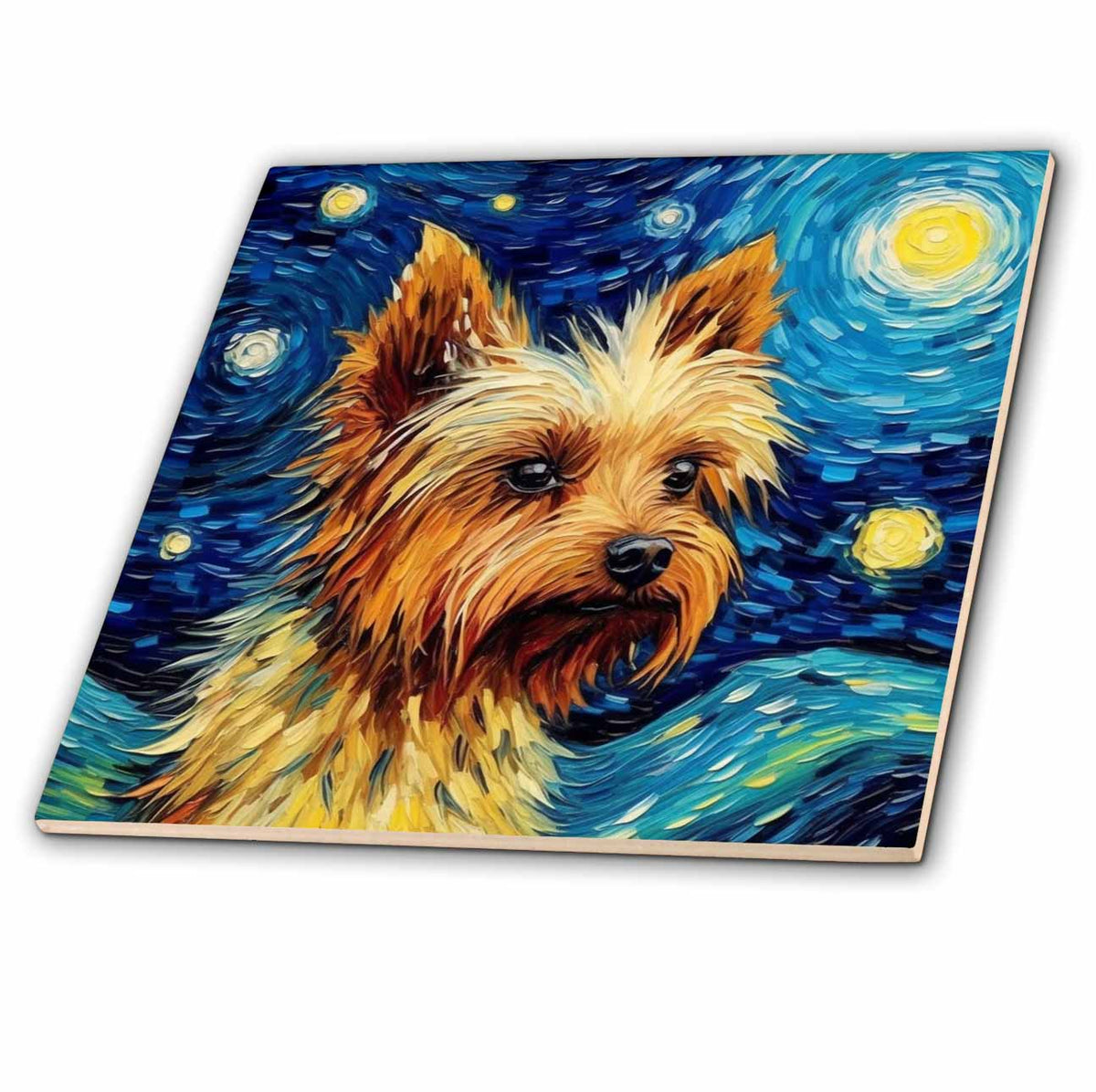 3dRose Yorkshire Terrier Portrait in Post-Impressionism Style - Tiles (ct-383835)