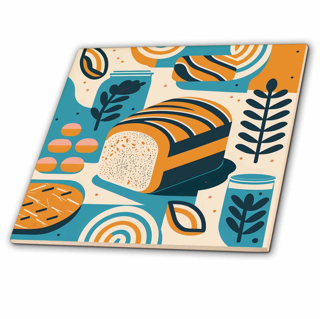 3dRose Geometric Forms Frame This mid-Century Bread Image - Tiles (ct-383940)