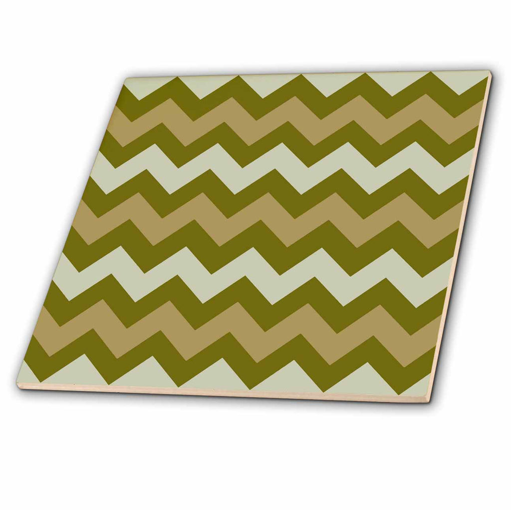 3dRose Chevron Pattern in Khaki Brown and Grey - Tiles (ct-383982)