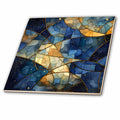 3dRose Blue and Image of Gold Geometric Background - Tiles (ct-384231)