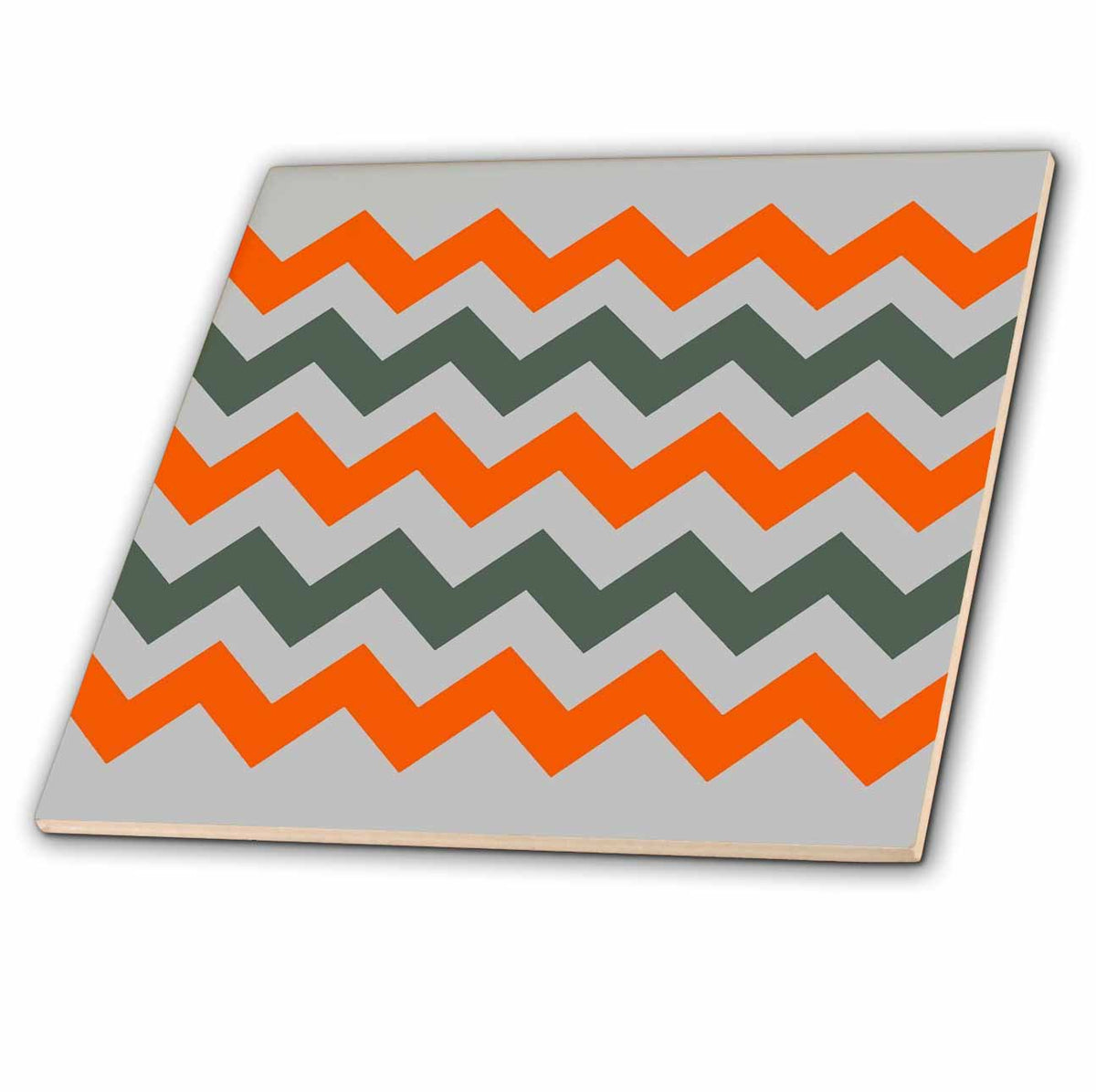 3dRose Chevron Pattern in Grey Light Grey and Orange - Tiles (ct-384281)