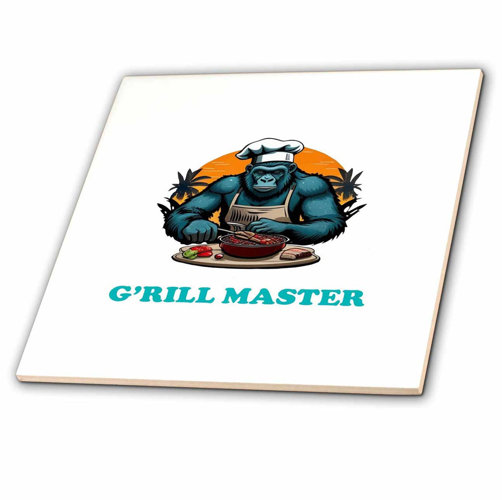 3dRose Grill Master BBQ Griller Fun Pun - Tiles (ct-384287)