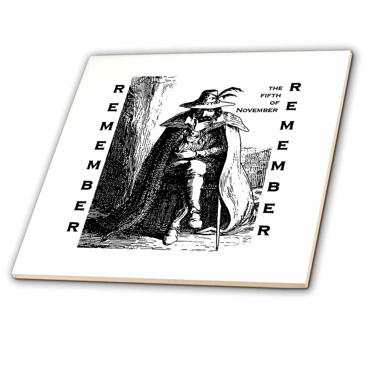 3dRose Remember Remember Guy Fawkes Illustration - Tiles (ct-384293)