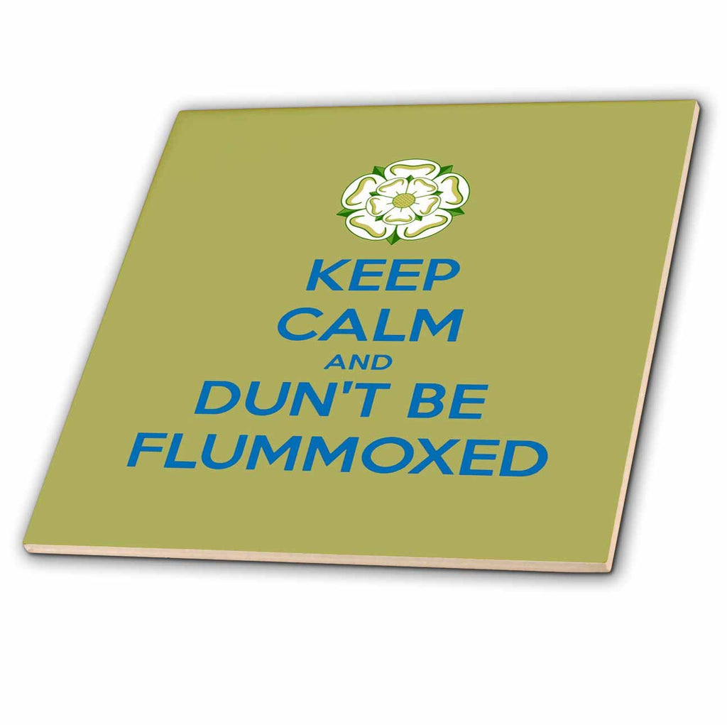 3dRose Keep Calm and Dunt Be Flummoxed Blue - Tiles (ct-384312)