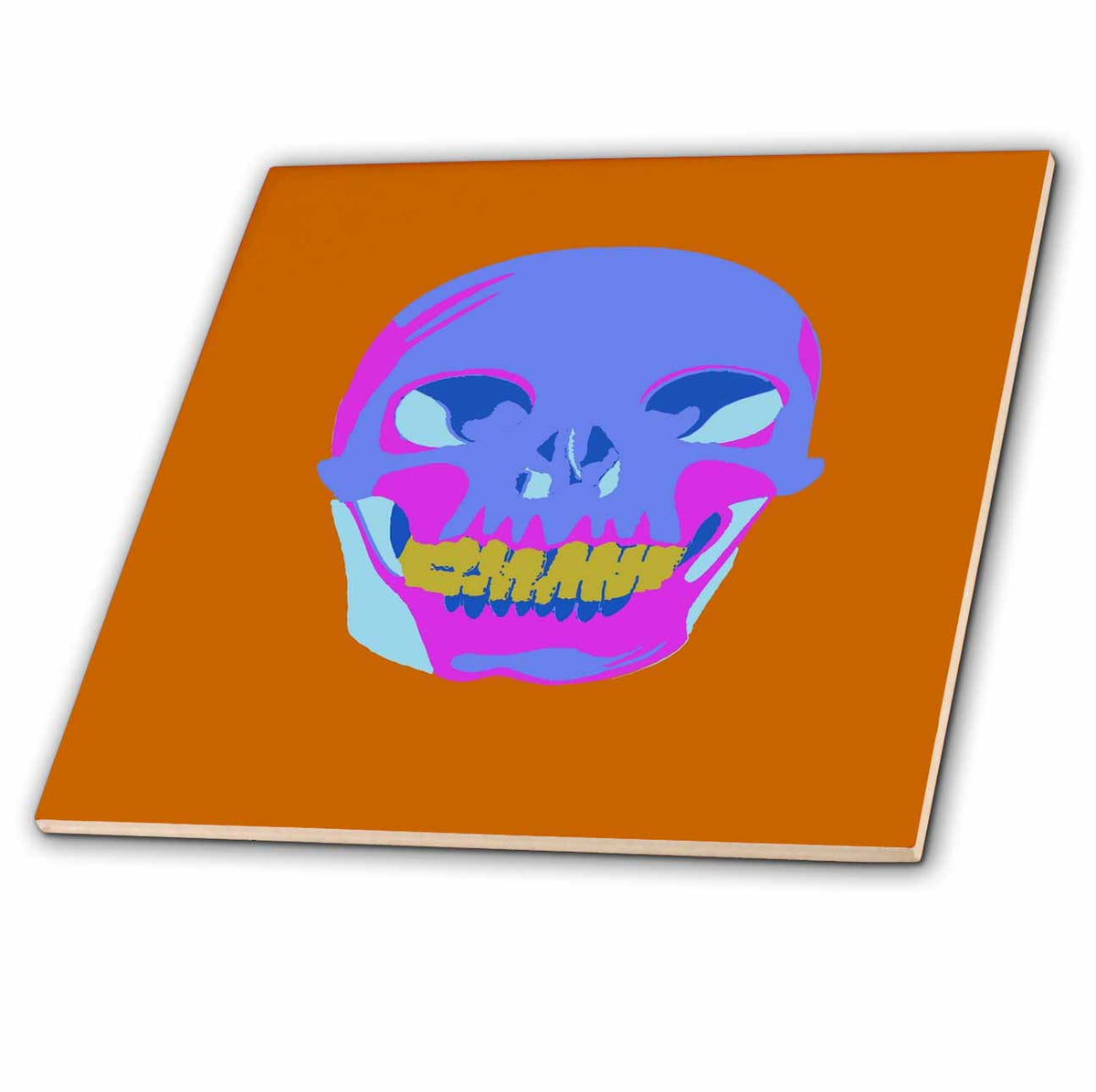 3dRose Bright Statement Making Eighties Colored Halloween Skull - Tiles (ct-384332)