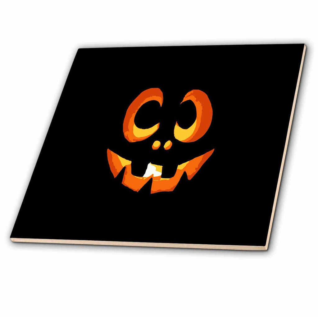 3dRose Vector Image of Friendly Halloween Pumpkin - Tiles (ct-384341)
