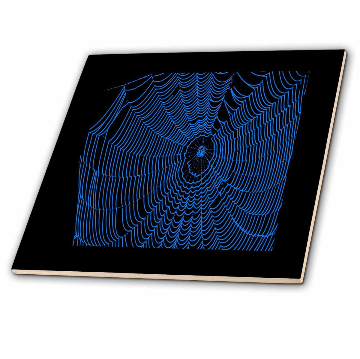 3dRose Artistic Halloween Spider Web Cobweb Doodle In Blue - Tiles (ct-384348)