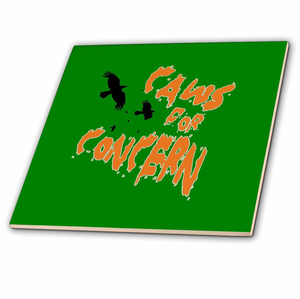 3dRose Halloween Ravens Caws for Concern Fun Pun - Tiles (ct-384902)