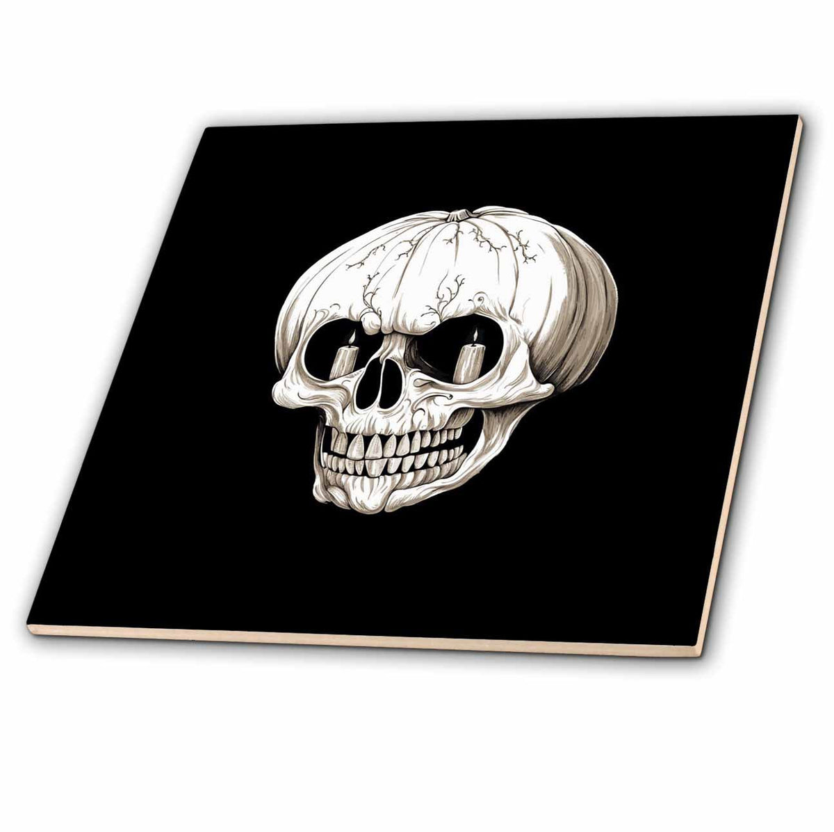 3dRose Jack O Lantern Cranium Halloween Gothic - Tiles (ct-384903)