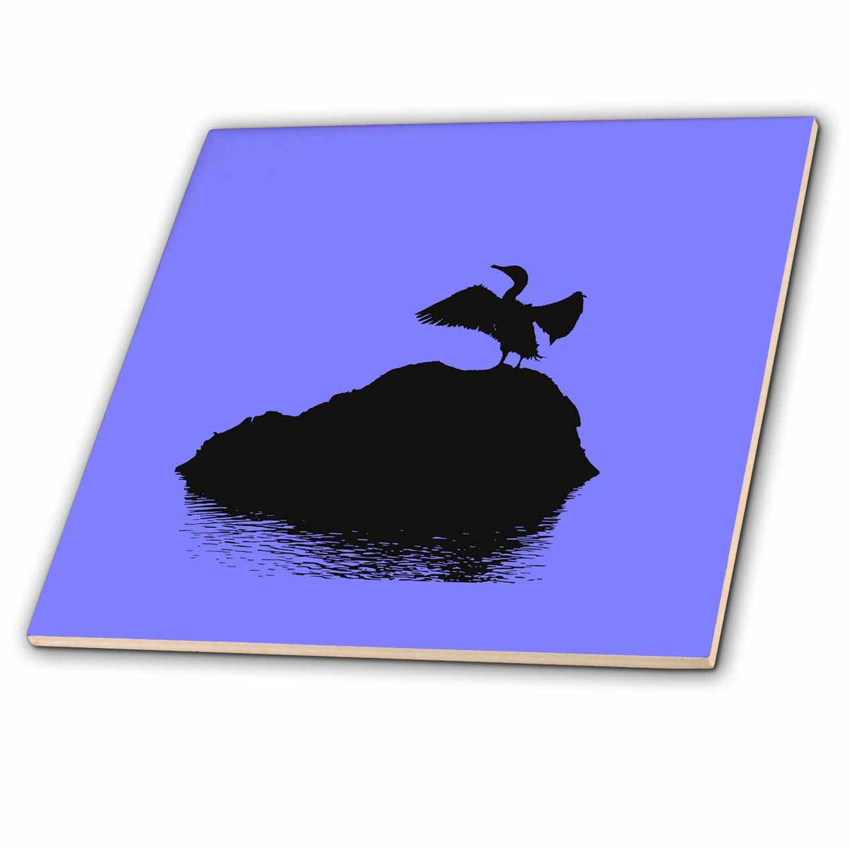 3dRose Minimalistic Basking Black Cormorant Silhouette - Tiles (ct-385230)