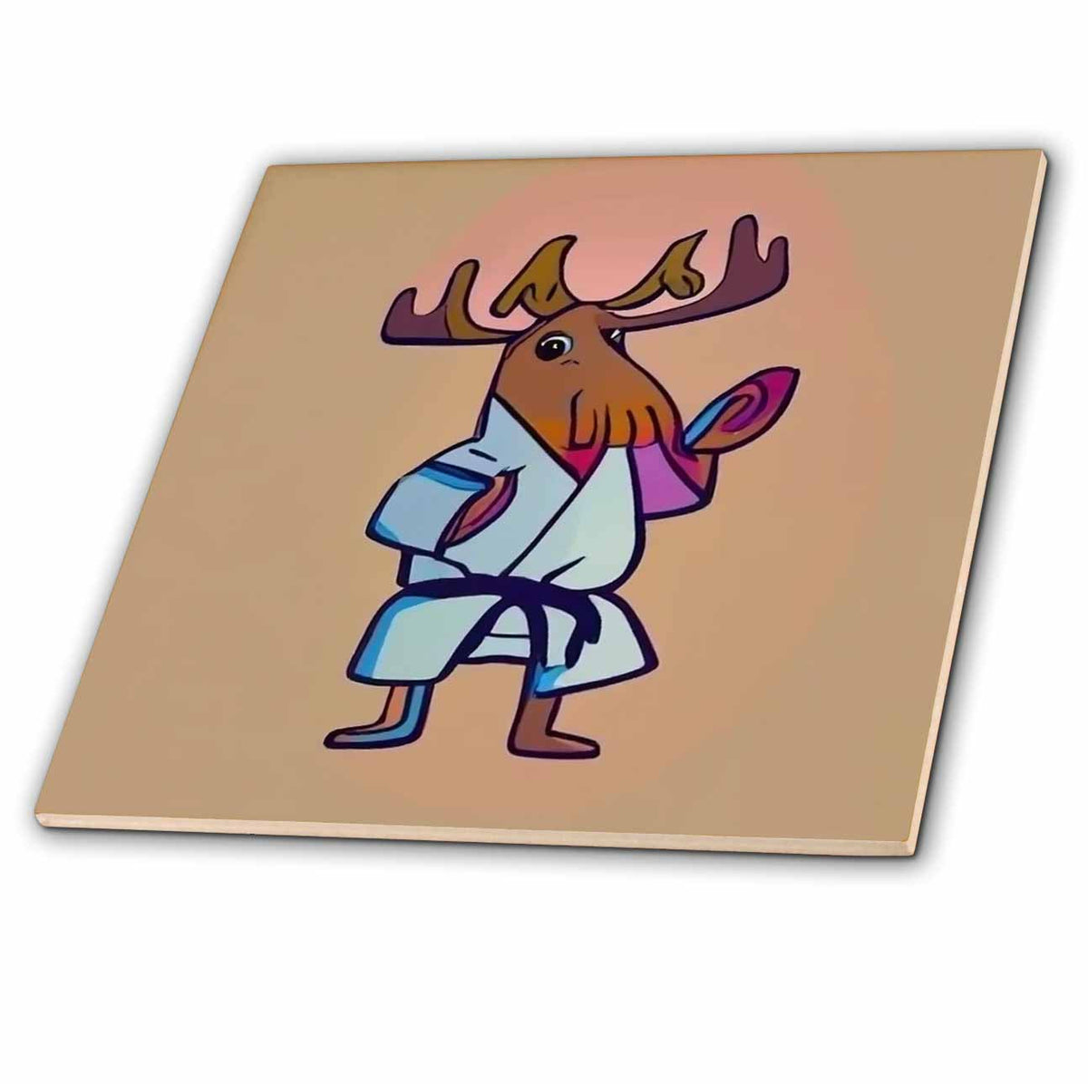 3dRose Funny Moose Practicing Karate Kick Martial Arts - Tiles (ct-385331)
