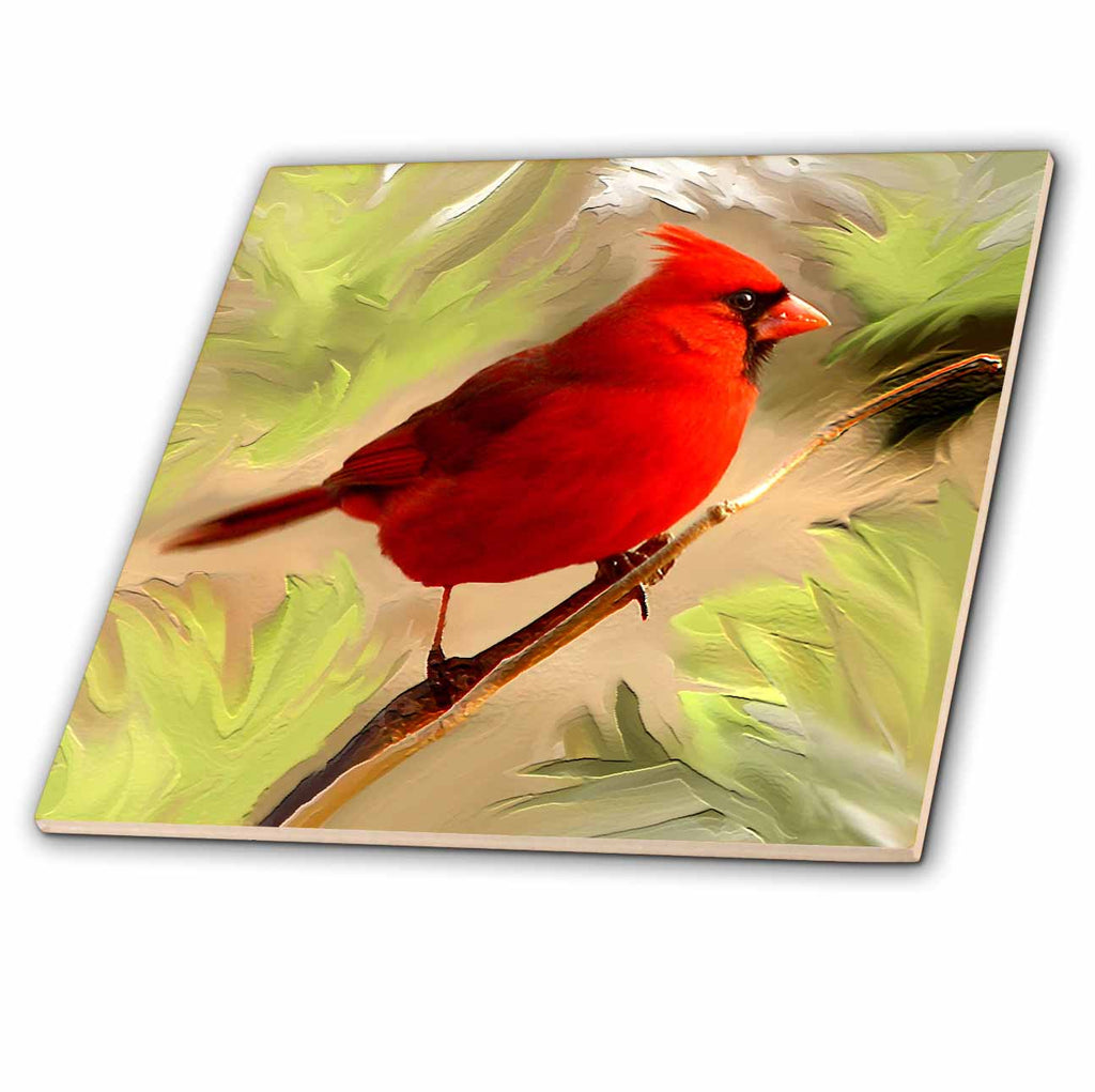 3dRose Birds - Red Cardinal - Tiles (ct_4442)