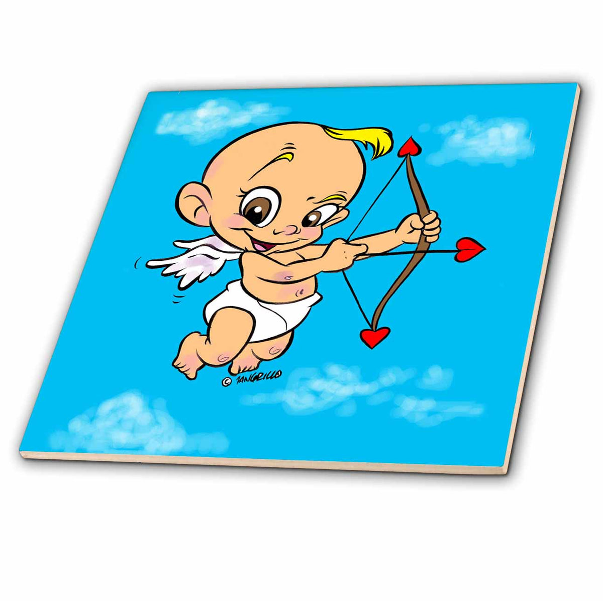 3dRose Drawing Conclusions Valentine - Cupid - Tiles (ct_4877)