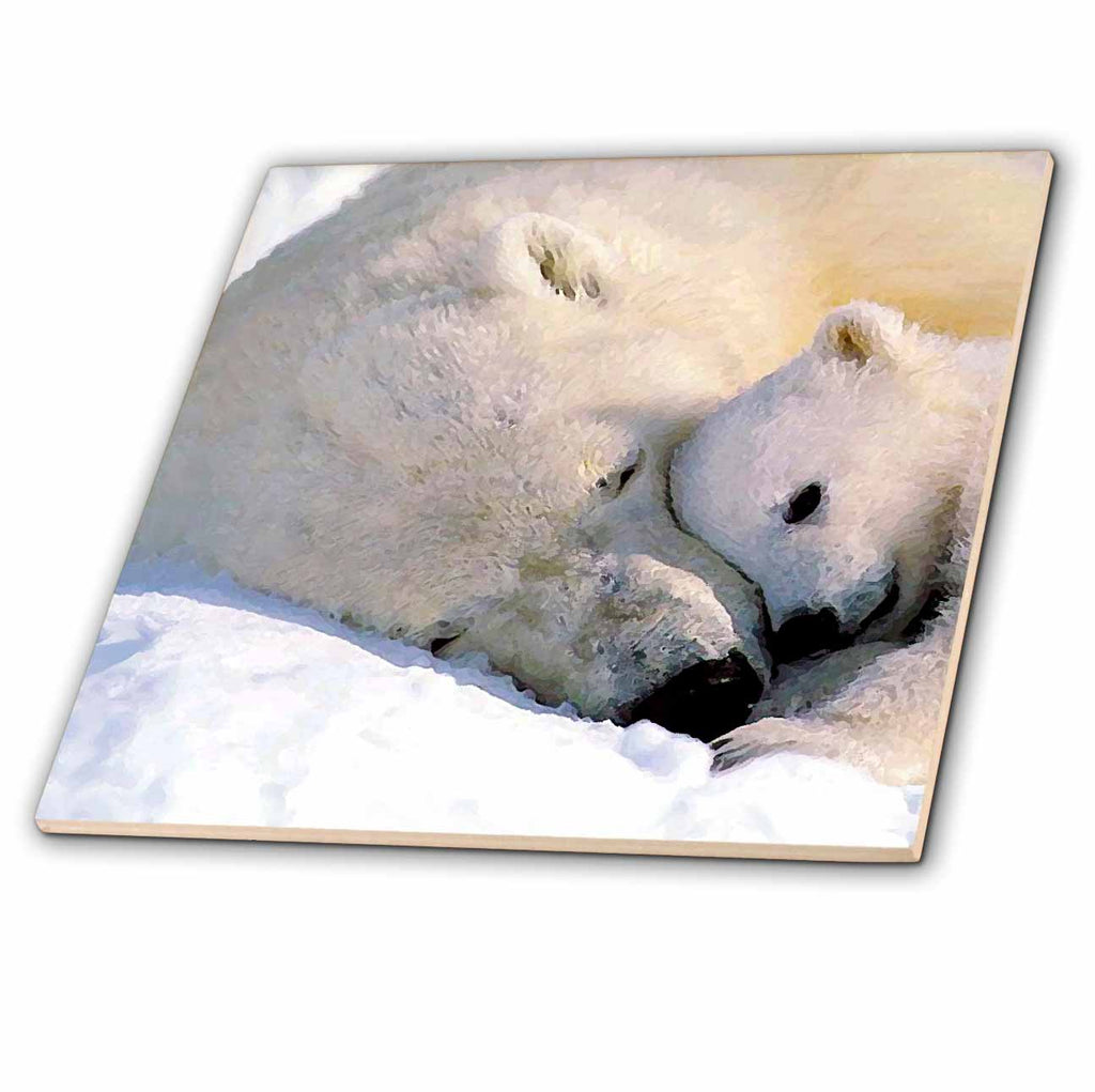 3dRose Wild Animals - Polar Bear and Cub - Tiles (ct_516)