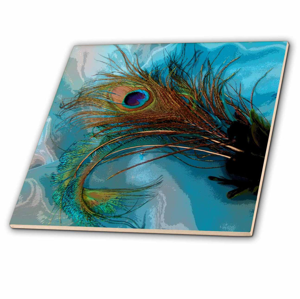3dRose Florene Modern Abstract - Abstract Peacock Feather II - Tiles (ct_60467)
