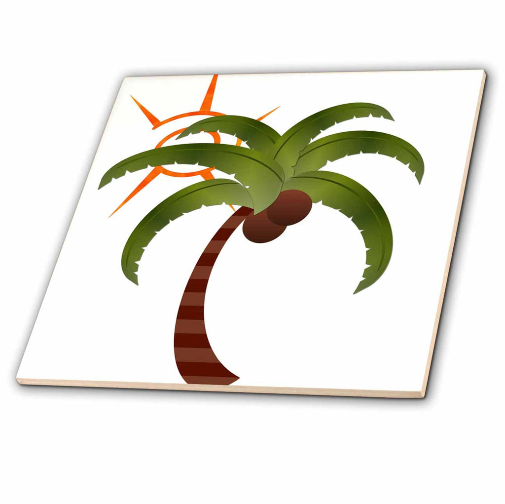3dRose TNMGraphics Summer - Palm Tree and The Sun - Tiles (ct_60779)