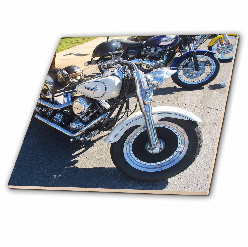 3dRose Tile Picturing Harley Motorcycle® in Front - Tiles (ct_62267)