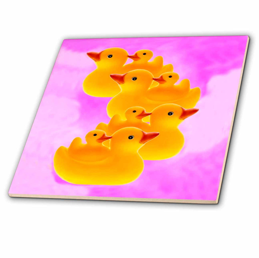 3dRose Rubber Duck - Ducks on Pink - Tiles (ct_836)