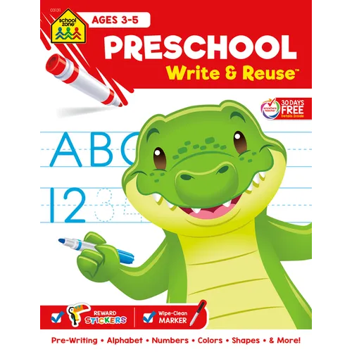School Zone Preschool Write & Reuse Workbook - Spiral