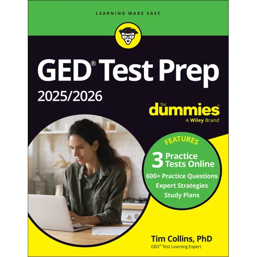 GED Test Prep 2025/2026 for Dummies: Book + 3 Practice Tests Online - Paperback