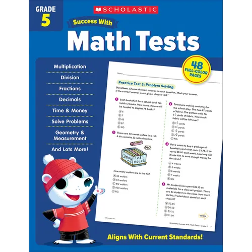 Scholastic Success with Math Tests Grade 5 Workbook - Paperback