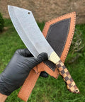 HANDMADE FORGED DAMASCUS STEEL Meat Cleaver Chopper Knife
