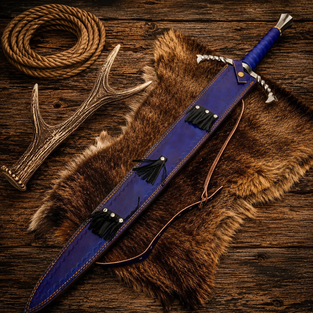 Fantasy Crusader Sword – 36" Damascus Steel Medieval Display Blade