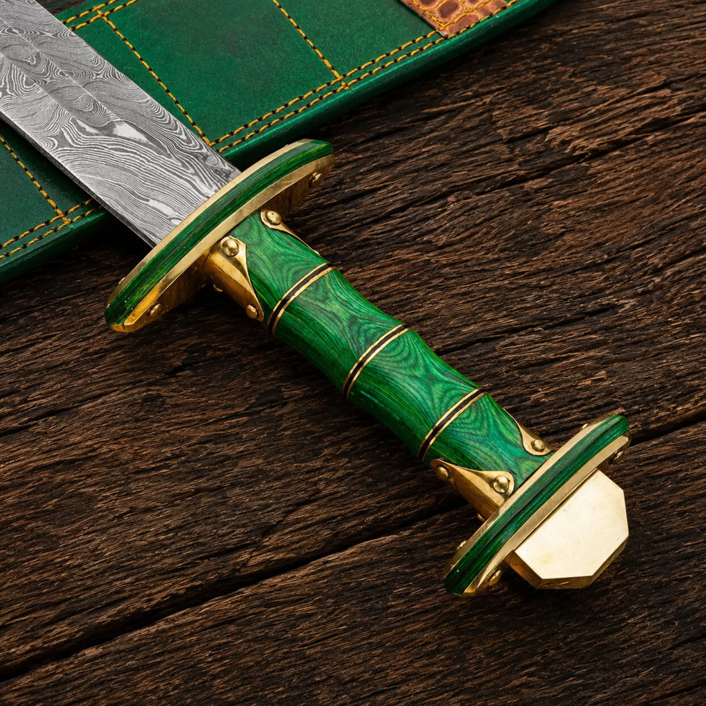 Sword Damascus Steel Verdantfang Viking Long Blade with Sheath
