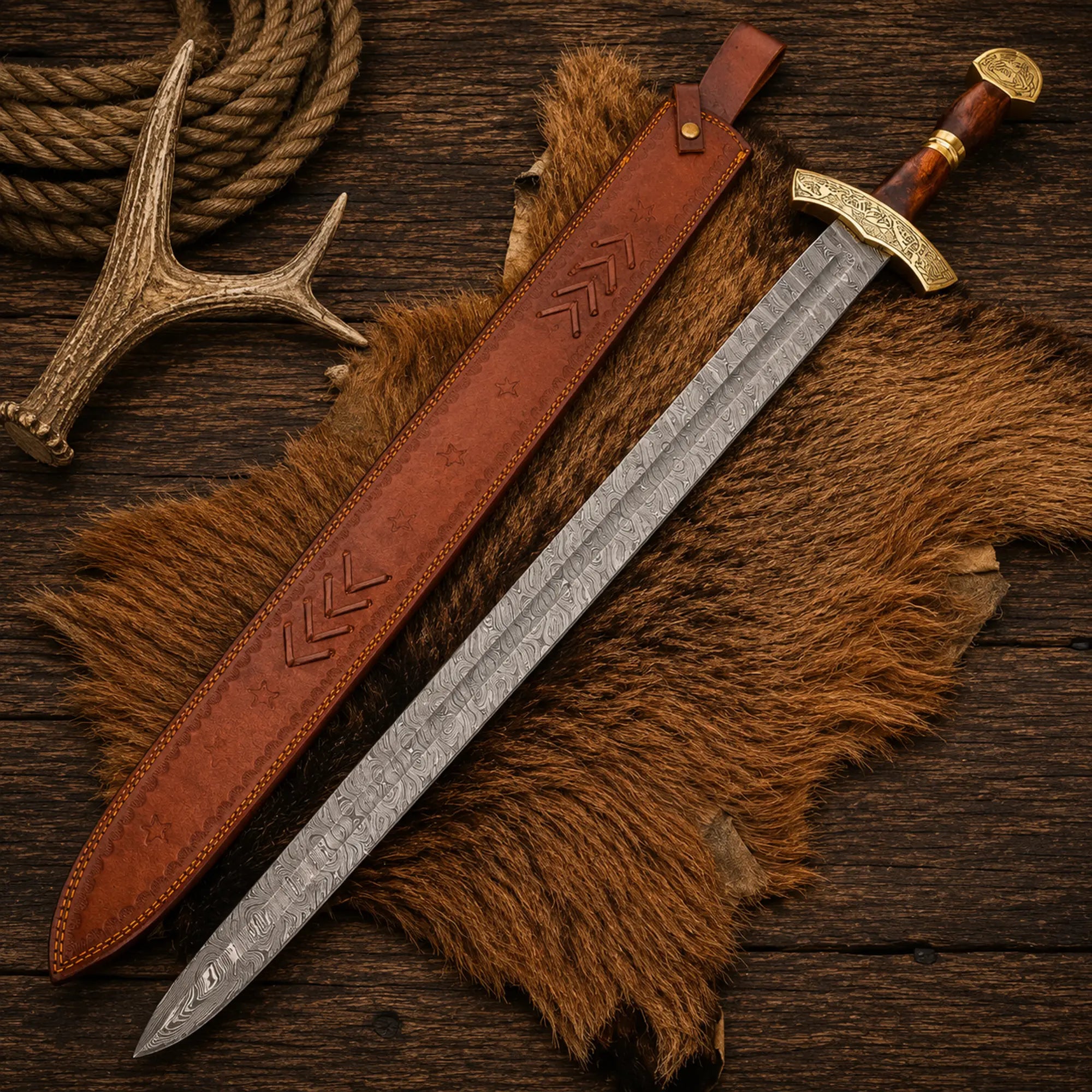 Damascus Viking Sword – Norse Valhalla Reaper Collector Blade