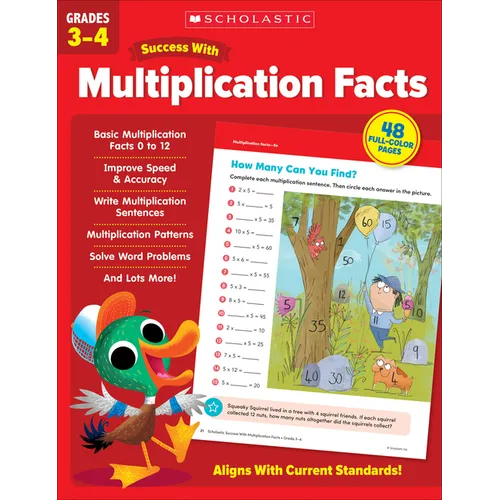 Scholastic Success with Multiplication Facts Grades 3-4 Workbook - Paperback