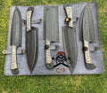 5 pieces custom made d2 steel Black coated chef knives set