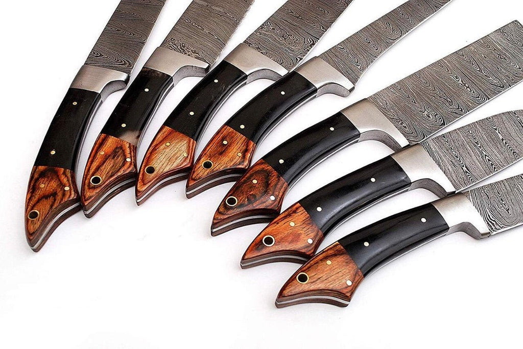 Custom Handmade Damascus Steel Japanese Knife – 13” with Pakka Wood or Resin Handle, Steel Bolster & Leather Roll