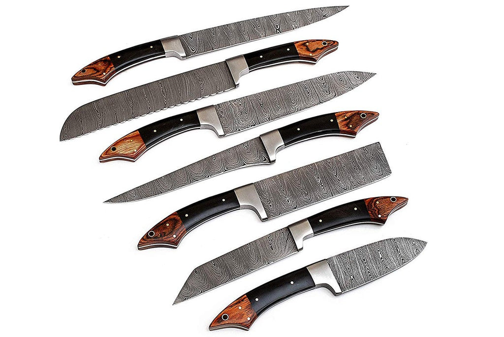 Custom Handmade Damascus Steel Japanese Knife – 13” with Pakka Wood or Resin Handle, Steel Bolster & Leather Roll