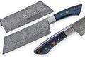 Custom Handmade Damascus Cleaver Knife – 10” Micarta Handle & Leather Sheath