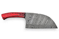 Custom Handmade Damascus Cleaver – 10” Blade with Pakka Wood Handle & Leather Sheath