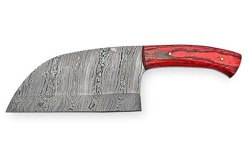 Custom Handmade Damascus Cleaver – 10” Blade with Pakka Wood Handle & Leather Sheath