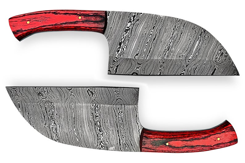 Custom Handmade Damascus Cleaver – 10” Blade with Pakka Wood Handle & Leather Sheath