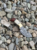 Custom Handmade Damascus Steel Guthook Skinning Knife with Rosewood & Camel Bone Handle