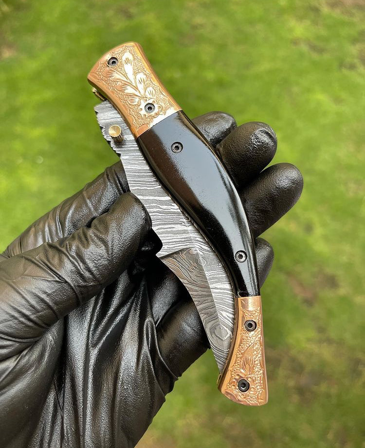 Custom Handmade Damascus Blade EDC Folding Pocket Knife