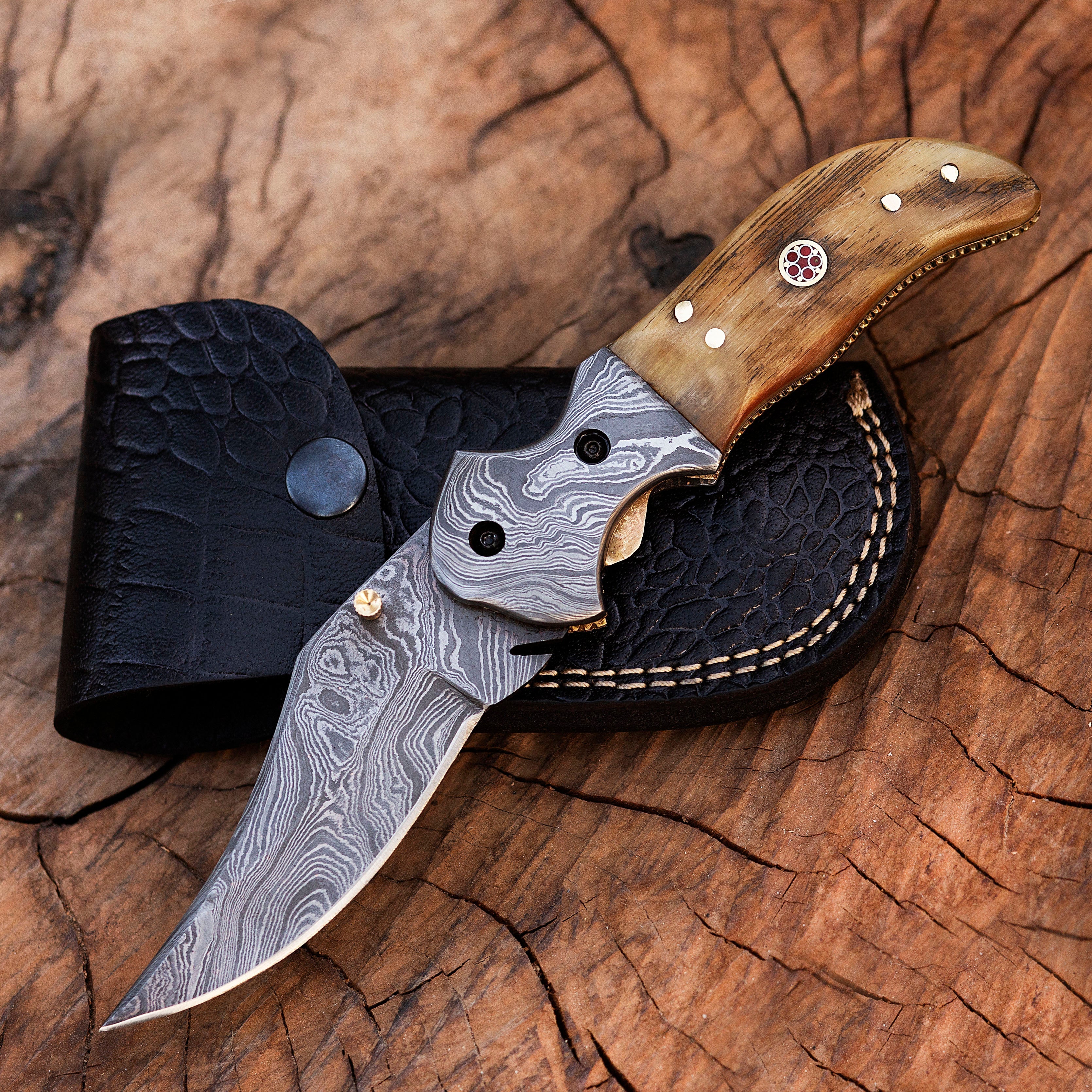 Damascus Steel Folding Knife
