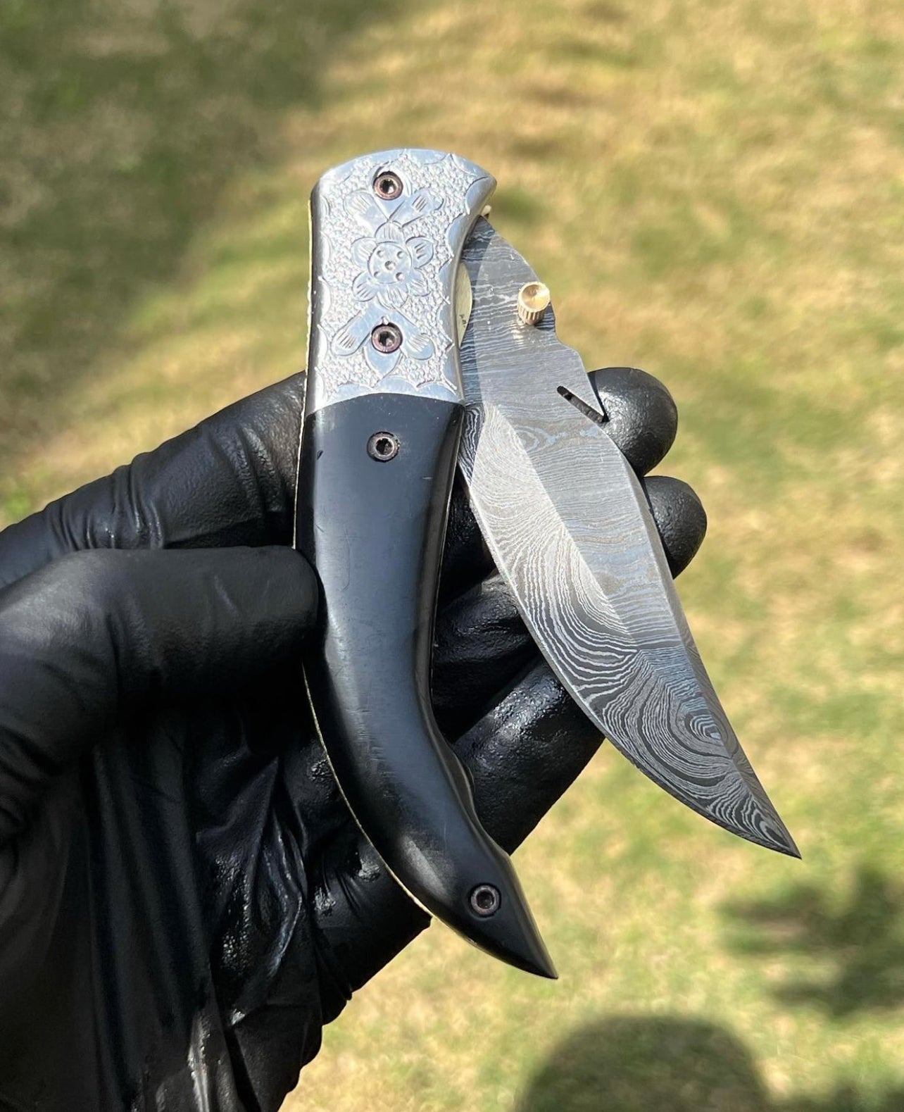 Custom Handmade Damascus steel Blade EDC Folding Pocket Knife
