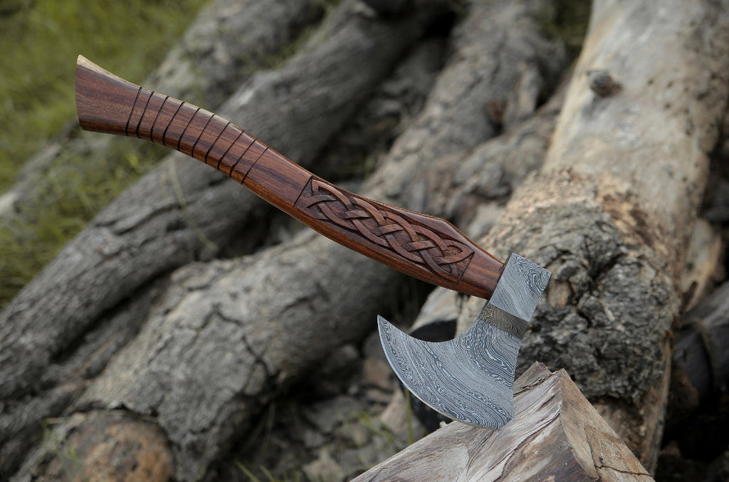 Custom handmade Damascus steel axe