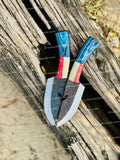 Custom Handmade D2 Steel Couple Knife – Texas Flag Handle with Leather Sheath | Patriotic Gift Edition