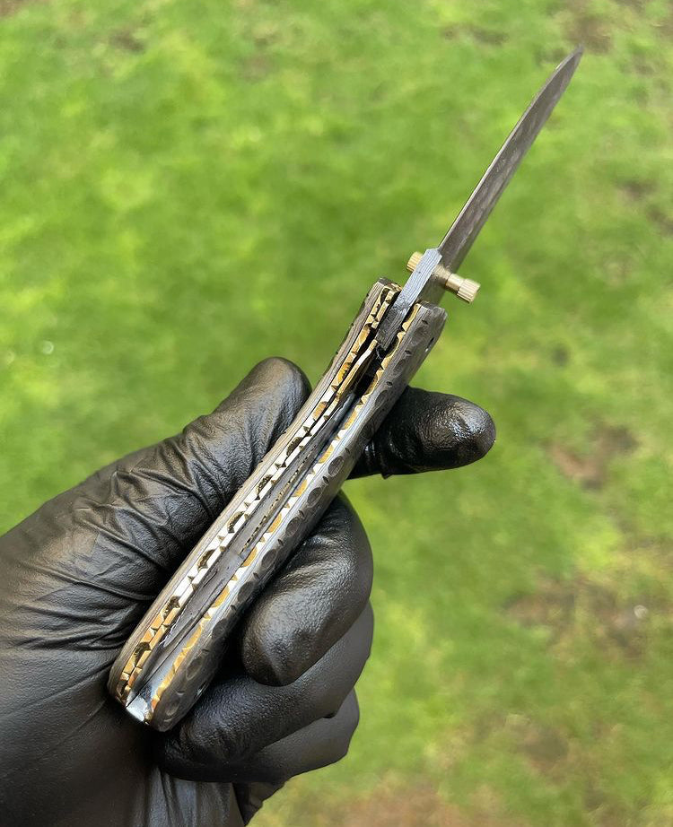 Folding Full Damascus Blade EDC Folding Pocket Knife