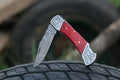 Custom Handmade Damascus Pocket Knife – 7” with Engraved Bolster or Pakkawood Handle & Leather Sheath