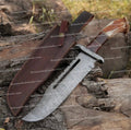 Handmade Forged Damascus Steel Hunting Bowie Rambo Knife With Deer Stag Antler Handle