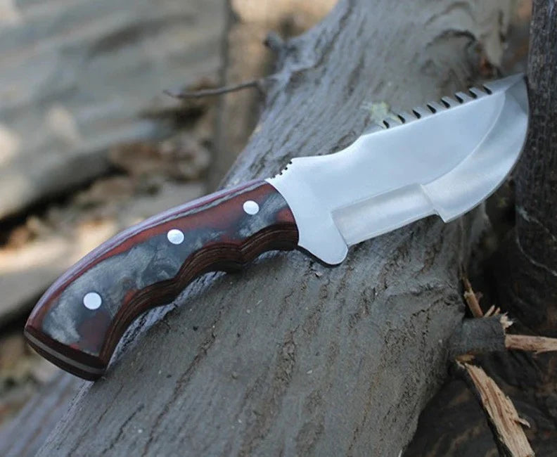 Handmade O1 Tool Steel Tom Brown Best Tracker Knife For Sale with Exotic Pakka Wood Handle and Leather Sheath - 10 inches Overall Length